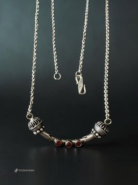 💖 Vintage Sterling Silver and Carnelian Necklace 💖